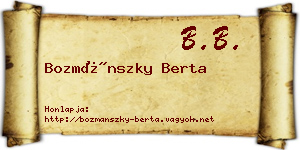 Bozmánszky Berta névjegykártya